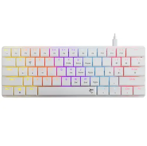 Tastatura Mecanica Gaming cu fir White Shark NAGAMAKI, USB, Anti-Ghosting, Layout US, RED Switch (Alb)
