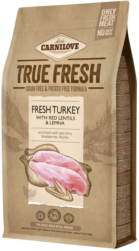 CARNILOVE True Fresh Curcan proaspăt, Linte roşie şi Lintiţă