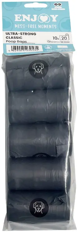 ENJOY Saci igienici pt colectare excremente, Clasic, negru, 10 role/set
