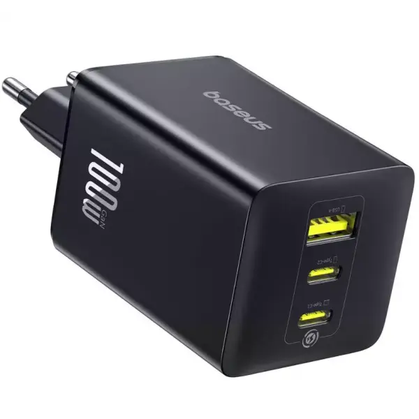 Incarcator Retea Baseus EnerFill FE11, 100W, 5A, 1 x USB-A - 2 x USB-C, Gri P10182102123