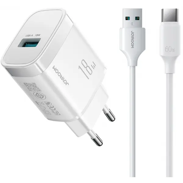 Incarcator Retea Cu Cablu USB-C Joyroom JR-TF4, 18W, 3A, 1 x USB-A, Alb