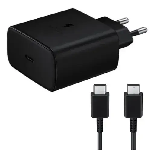 Incarcator retea Samsung EP-TA845XBEGWW Fast Charger, 1 x USB-C, 45W + cablu USB-C (Negru)