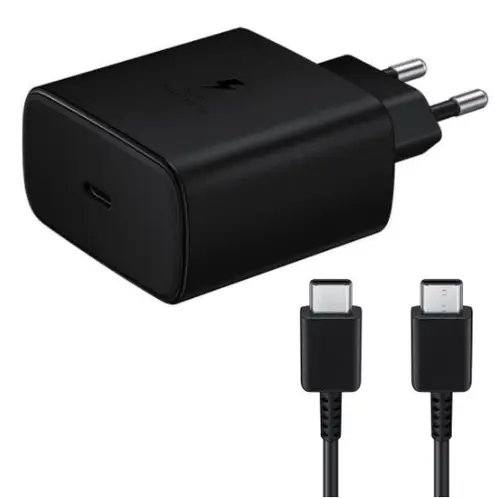 Incarcator retea Samsung EP-TA845XBEGWW Fast Charger, 1 x USB-C, 45W + cablu USB-C (Negru)