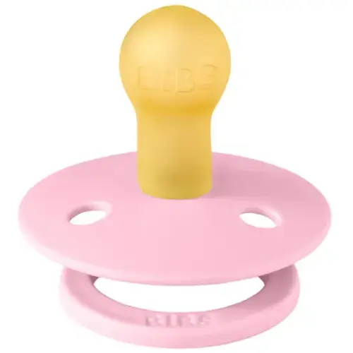Suzeta Colour Latex pentru bebelusi BIBS, cu tetina rotunda, 0 luni +, Roz