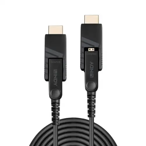 Cablu fibra optica Lindy micro-HDMI hibrid 30m, cu conectori HDMI & DVI detasabili, pini & conectori placati aur, HDMI 2.0, latimea de banda 18G, rezolutie maxima 4096x2160@60Hz