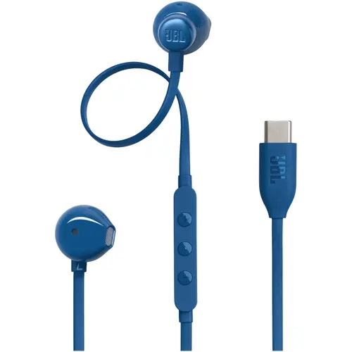 Casti In-Ear cu fir JBL Tune 305C, Pure Bass, Hi-Res, USB-C, Albastru