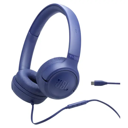 Casti Stereo JBL Tune 530C, Cu fir, On-ear, Microfon, USB-C (Albastru)