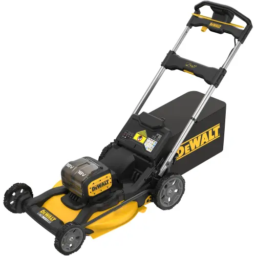 Masina de tuns gazon/iarba pe acumulator DeWALT DCMWP134N, 2 x 18V XR, motor fara perii, latime taiere 53 cm, inaltime taiere 25-102 mm, 6 trepte de taiere, 2 lame, functie 3 in 1, cos colector 67 L, fara incarcator si acumulator in setul de livrare
