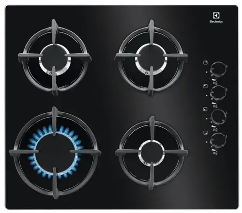 Plita incorporabila Electrolux EGG6407K, Gaz, 4 zone de gatit, Aprindere electrica (Negru)