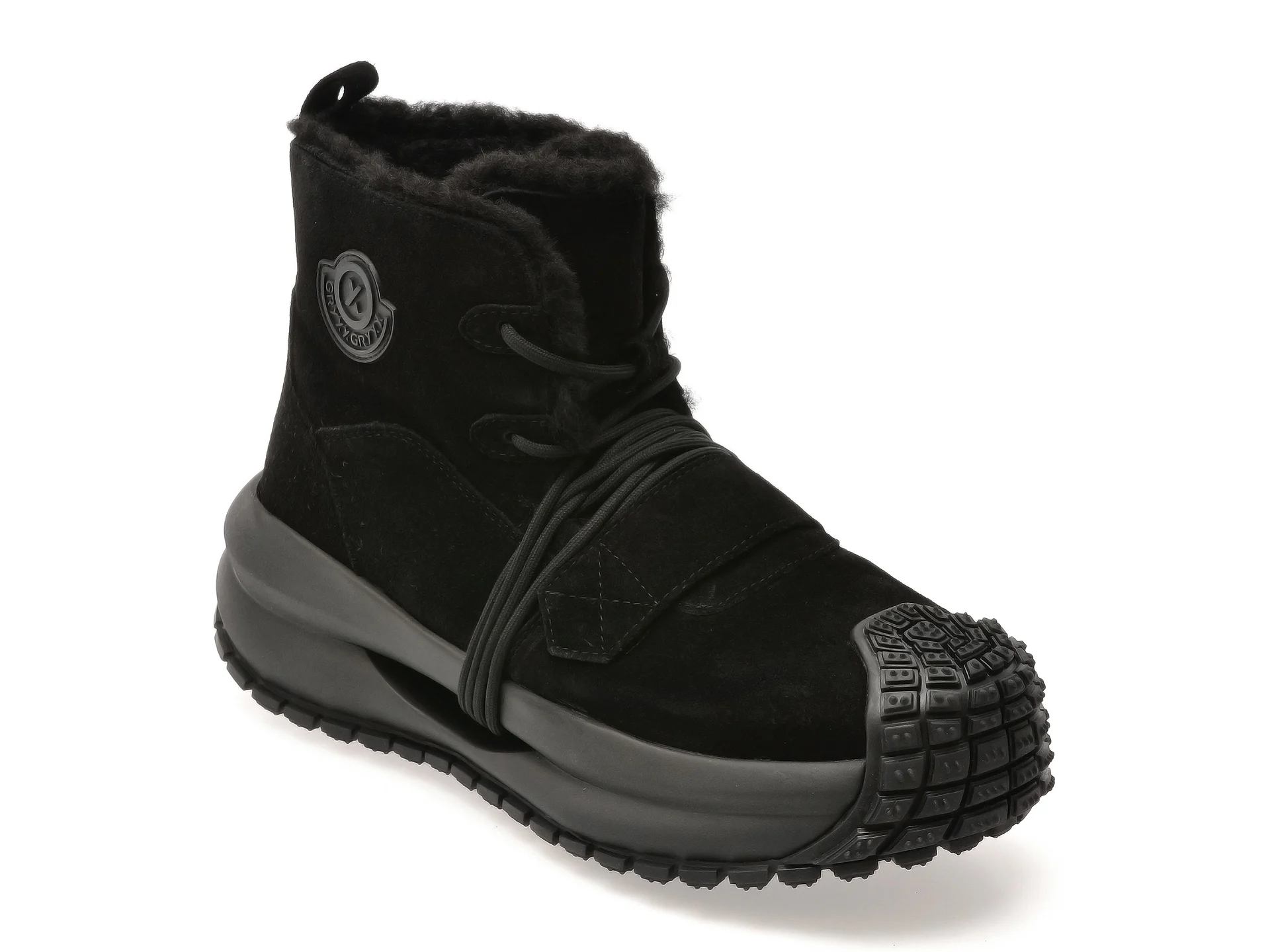 Ghete GRYXX negre, LN12, din piele intoarsa