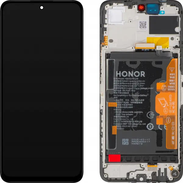 Display cu Touchscreen Honor X7c 5G / 200 Smart, cu Rama si Acumulator, Negru (Midnight Black), Service Pack 0235ALQQ