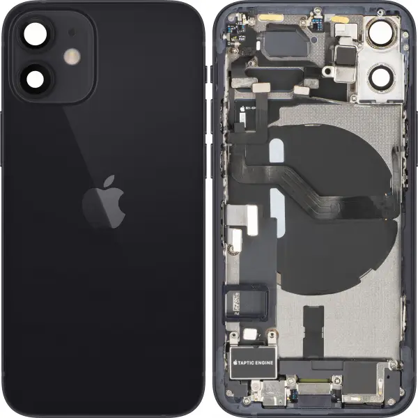 Capac Baterie Apple iPhone 12 mini, Cu Carcasa Mijloc, Full Parts, Negru, Swap