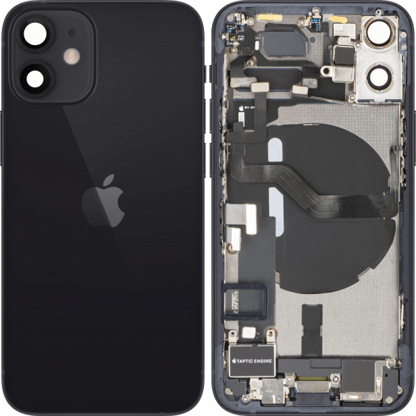 Capac Baterie Apple iPhone 12 mini, Cu Carcasa Mijloc, Full Parts, Negru, Swap