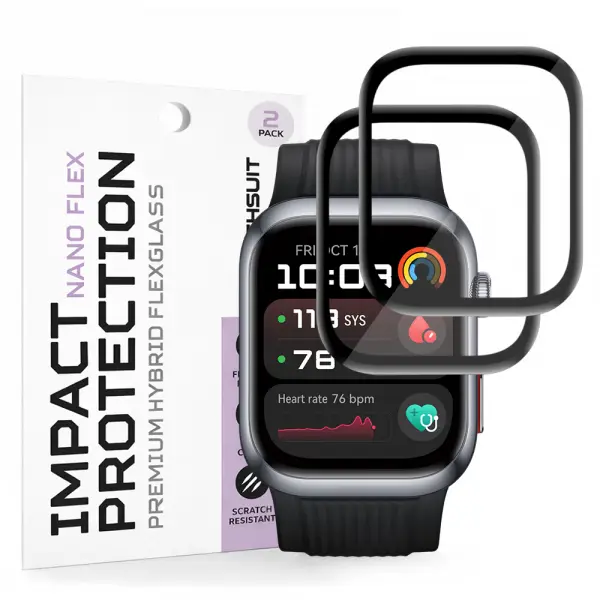 Folie Protectie Techsuit Nano Flex pentru Huawei Watch D2, Set 2 bucati, Plastic, Neagra