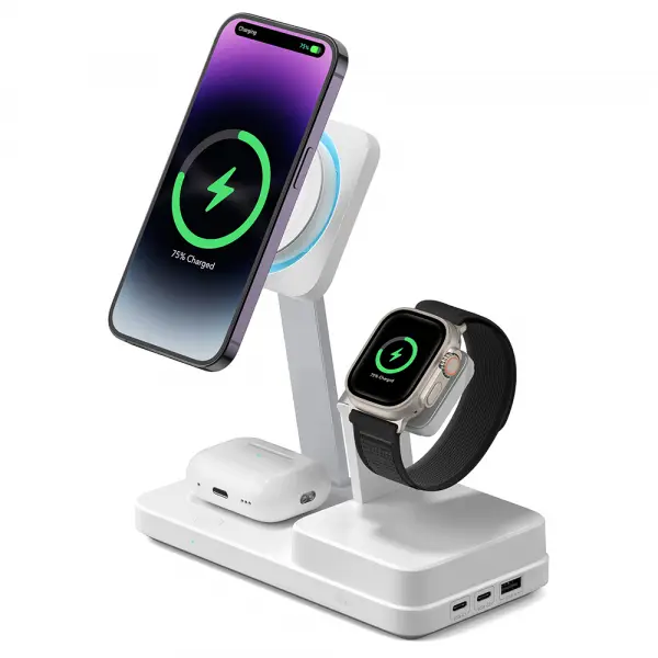 Incarcator Statie ESR CryoBoost QI 6in1, 100W, 2 x USB-A - 1 x USB-C, Alb