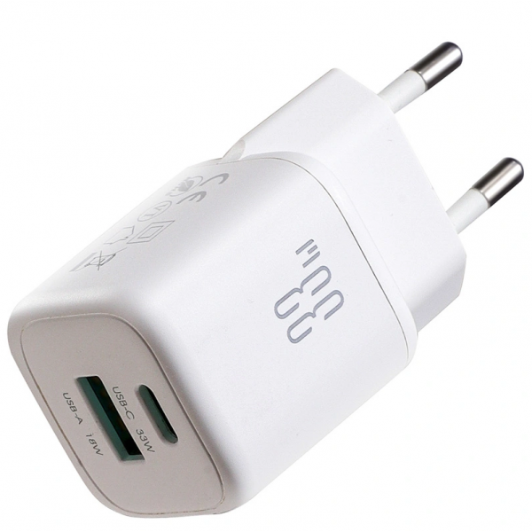 Incarcator Retea Cu Cablu USB-C Joyroom JR-TG7, 33W, 3A, 1 x USB-A - 1 x USB-C, Alb