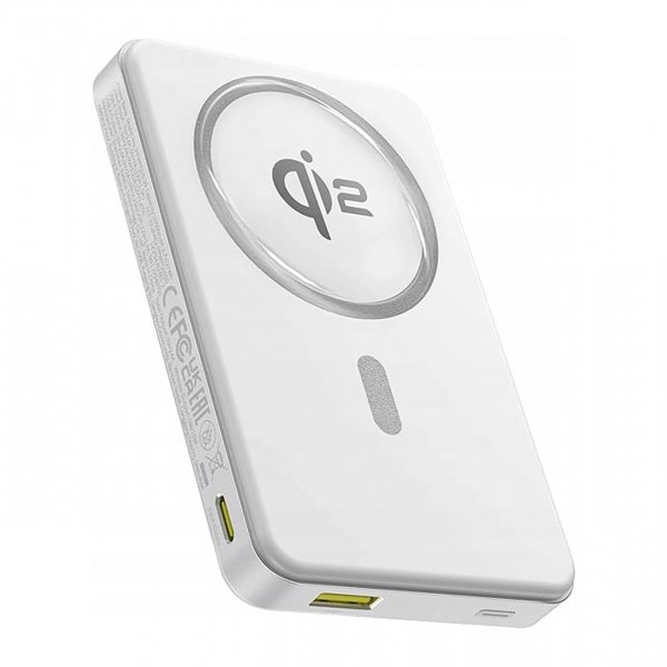 Baterie Externa Wireless Baseus Airpow2 Qi2, 10000mAh, 22.5W, QC + PD + FQI, 1 x QI - 1 x USB-A - 1 x USB-C, Alba P10080000213-00