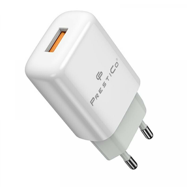 Incarcator Retea Prestico F9, 12W, 2.4A, 1 x USB-A, Alb