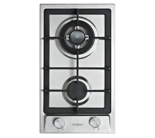 Plita incorporabila Samus PSG-32SX2, Gaz, 2 arzatoare, Arzator Wok, Aprindere electrica (Inox)