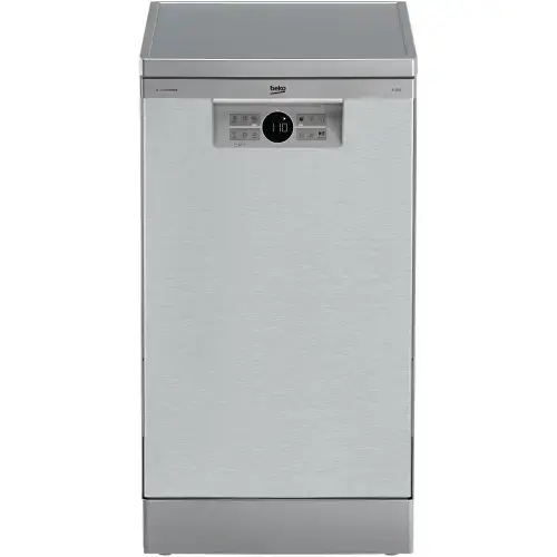 Masina de spalat vase Beko BDFS26020XQ, 10 seturi, 6 programe, Clasa E, Motor ProSmart Inverter, Hygiene Intense, Fast+, 45 cm (Inox)