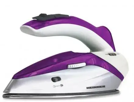 Fier de calcat voiaj Heinner HTI-1000PP, Talpa Inox, 0.04l, 1000W (Alb-Mov)