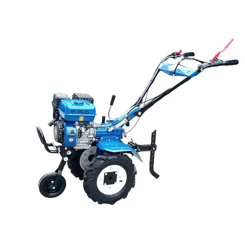 Motocultor Hyundai HY-MC85, Benzina, 7 CP, 212 cmc, Latime maxima de lucru 85 cm, Adancime de frezare 10-30 cm, Freza de pamant si roti de cauciuc (Negru/Albastru)