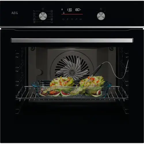 Cuptor incorporabil AEG OA5CB531AB, Electric, SteamBake-gatire cu abur, Autocuratare catalitica, Conectivitate WI-FI, 45 programe predefinite, Inchidere amortizata a usii, Grill, Senzor gatire, Ghidaj telescopic pe 1 nivel, 71 L, Clasa A+ (Sticla neagra)