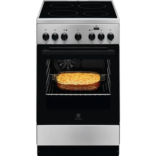Aragaz Electrolux LKR562055X, Electric, 4 zone de gatit, Cuptor electric, Autocuratare catalitica, SteamBake, Timer, Grill electric, Clasa A, 50 cm (Inox)