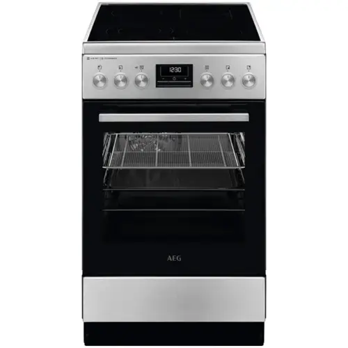 Aragaz AEG CCB56490BM, Vitroceramica, 4 zone de gatit, SteamBake, AirFry, Timer cu display electronic, Grill, Clasa A, 50 cm (Inox antiamprenta)