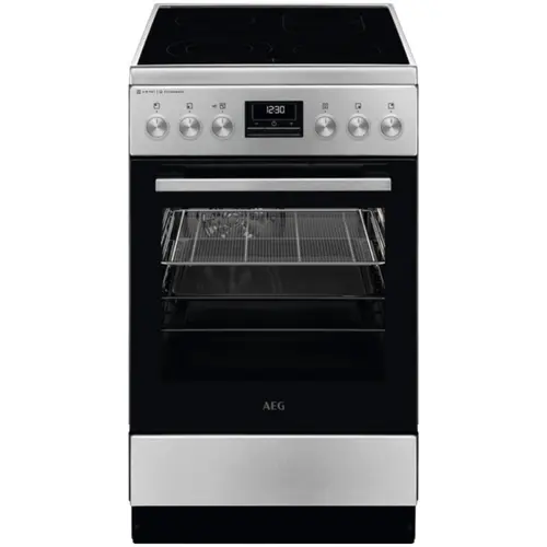 Aragaz AEG CCB56490BM, Vitroceramica, 4 zone de gatit, SteamBake, AirFry, Timer cu display electronic, Grill, Clasa A, 50 cm (Inox antiamprenta)