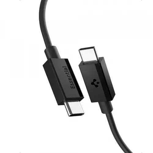 Cablu Date si Incarcare USB-C - USB-C Spigen Essential, 60W, 1m, Negru