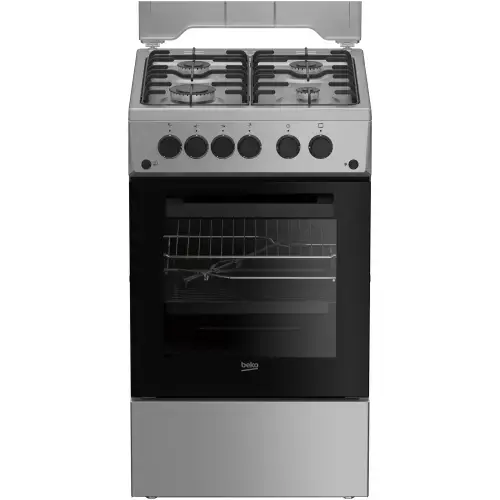 Aragaz Beko FSGT52110DXON, Gaz, 4 arzatoare, Aprindere electrica plita/cuptor, 50 cm (Inox)