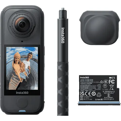 Camera video de actiune Insta360 X4 Air Starter Bundle, 8K 30 FPS, 29MP, 360°, Wi-Fi, Bluetooth, Giroscop 6 axe, 4 Microfoane, Active HDR, Timelapse (Negru)