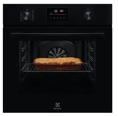 Cuptor electric multifunctional Electrolux LOF4P06BK, 10 functii, Convectie, Autocuratare pirolitica, Timer cu display electronic, Usa cu 4 straturi de geam, 25 de programe predefinite, Grill, Blocare de siguranta pentru copii, 65 litri (Negru)