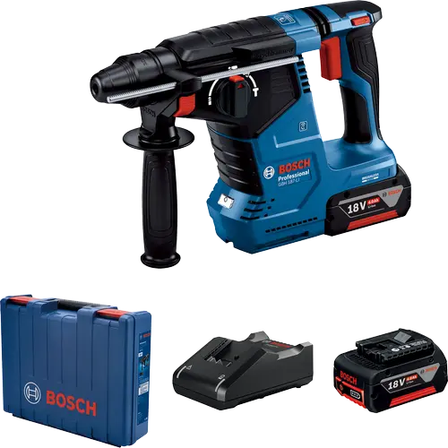 Ciocan rotopercutor pe acumulator Bosch Professional GBH 187-LI, 18 V, 2.4 J, 4350 percutii/min, 980 RPM, SDS plus, 2 acumulatori, incarcator, valiza profesionala