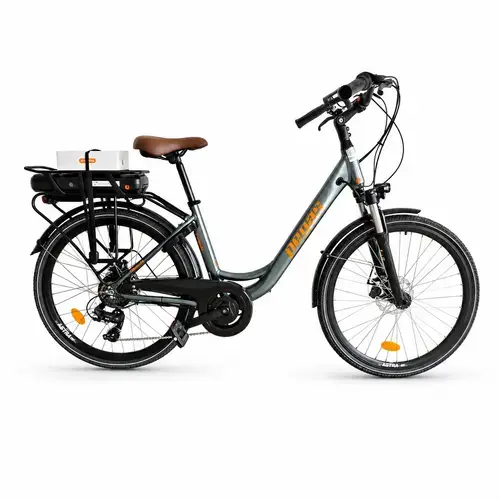 Bicicleta electrica Oras Pegas 26124, roti 26 inch, cadru S, Motor 250W, Autonomie 60 km, Gri