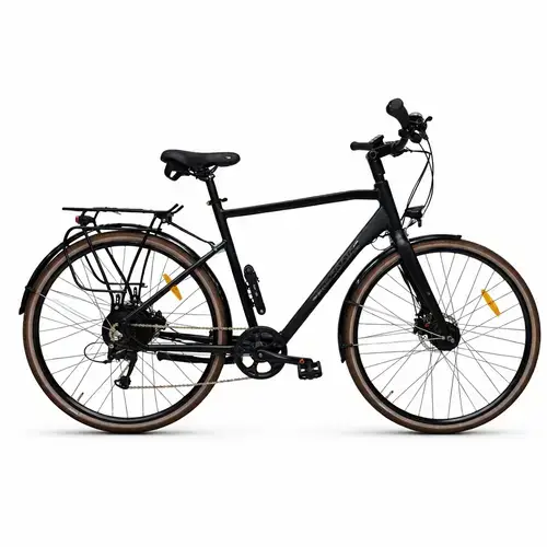 Bicicleta electrica Trekking Prophete 51581, roti 28 inch, cadru XL, 7 viteze, Motor 250 W, Autonomie 60 km, Negru