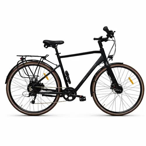 Bicicleta electrica Trekking Prophete 51581, roti 28 inch, cadru XL, 7 viteze, Motor 250 W, Autonomie 60 km, Negru