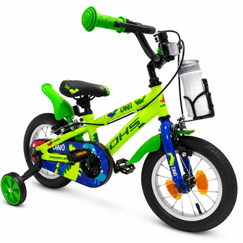 Bicicleta Copii DHS Dino, roti 12 Inch, cadru otel, Verde