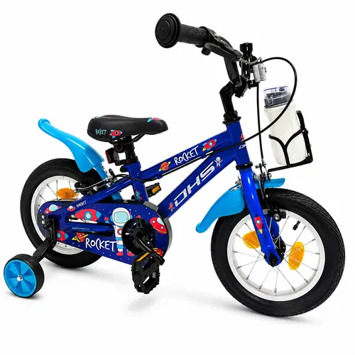 Bicicleta Copii DHS Rocket, roti 12 Inch, cadru otel, Albastru