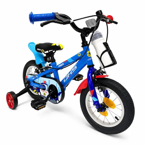Bicicleta Copii DHS Police, roti 12 Inch, cadru Otel, Albastru
