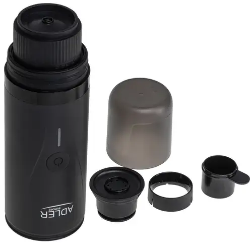 Espressor portabil Adler AD 4400, 90 W, 20 bari, USB-C, 7500 mAh, Pana la 4 cesti (Negru)