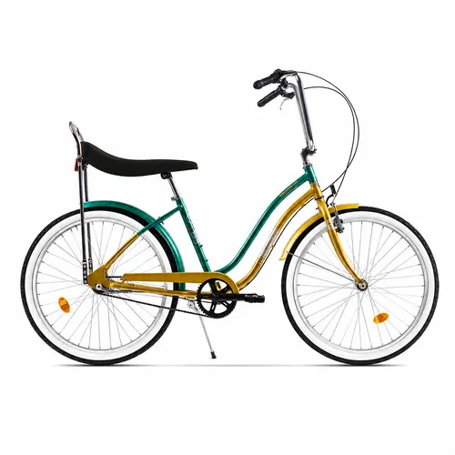 Bicicleta Oras Pegas Strada 2, roti 26 inch, cadru M 451mm, 3 Viteze, Auriu/Verde