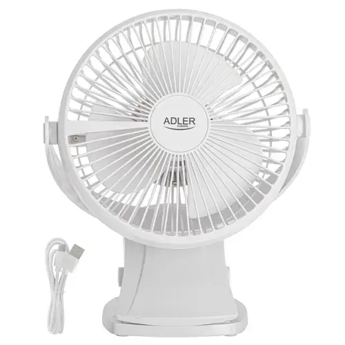 Ventilator de birou/cu cleme Adler AD 7342, 5 W, 3 viteze (Alb)
