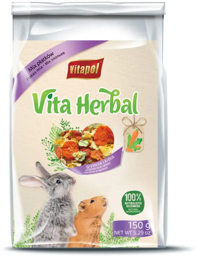 VITAPOL Herbal Hrană suplimentară pentru rozătoare Mix de Fulgi 150g