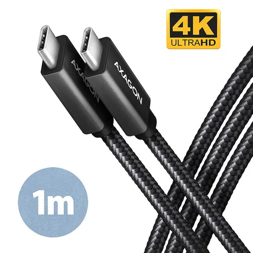 Cablu de date Axagon BUCM32-CM10AB, USB-C la USB-C 3.2 Gen 2, 1m, PD 100W, 5A, 4K HD (Negru)