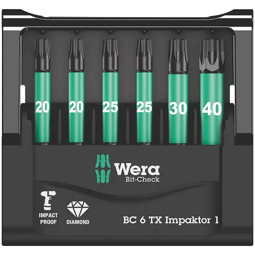 Set de biti Bit-Check 6 TX Impaktor 1, 6 bucati, Wera