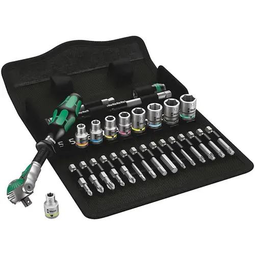 Set clichet cu tubulare si biti, 1/4inch, 28 de piese, Wera 8100SA 6 Zyklop