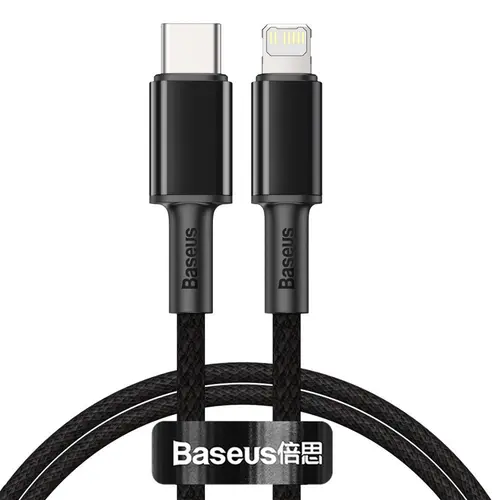 Cablu USB-C/Lightning, Baseus, Incarcare rapida, 20 W, 1 m, Negru
