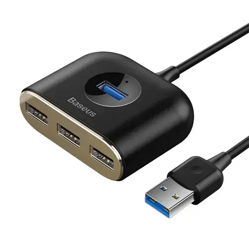 Adaptor Baseus USB Square Round Hub - hub USB cu 4 porturi pentru computere si laptopuri, Negru